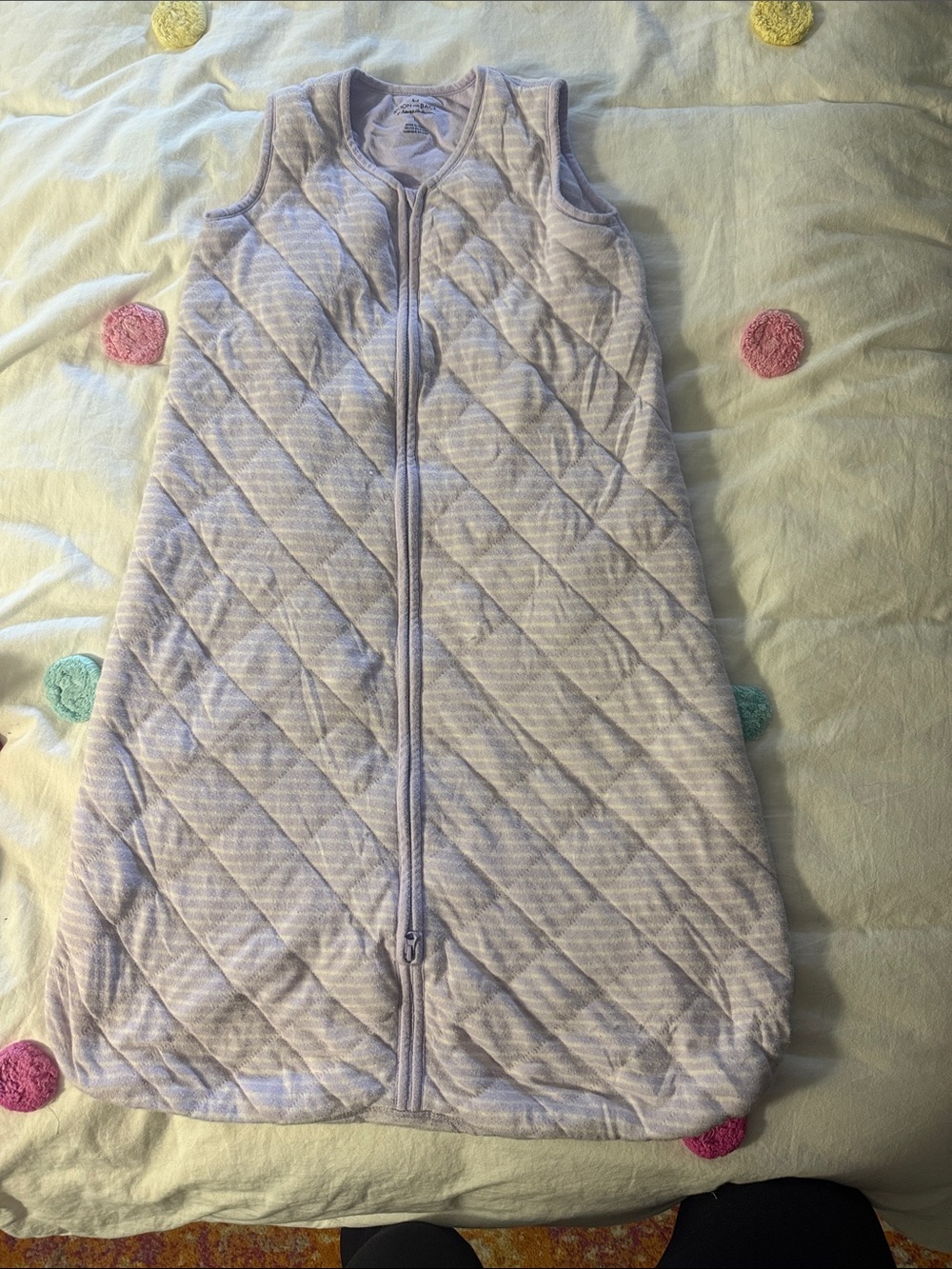 Hanna Andersson Sleeveless Quilted Sleep Sack - Lavender Stripe
